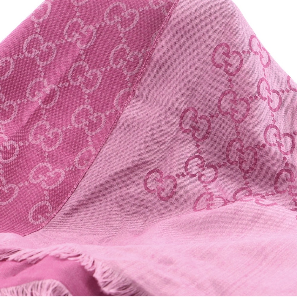 Gucci GG silk/wool scarf pink